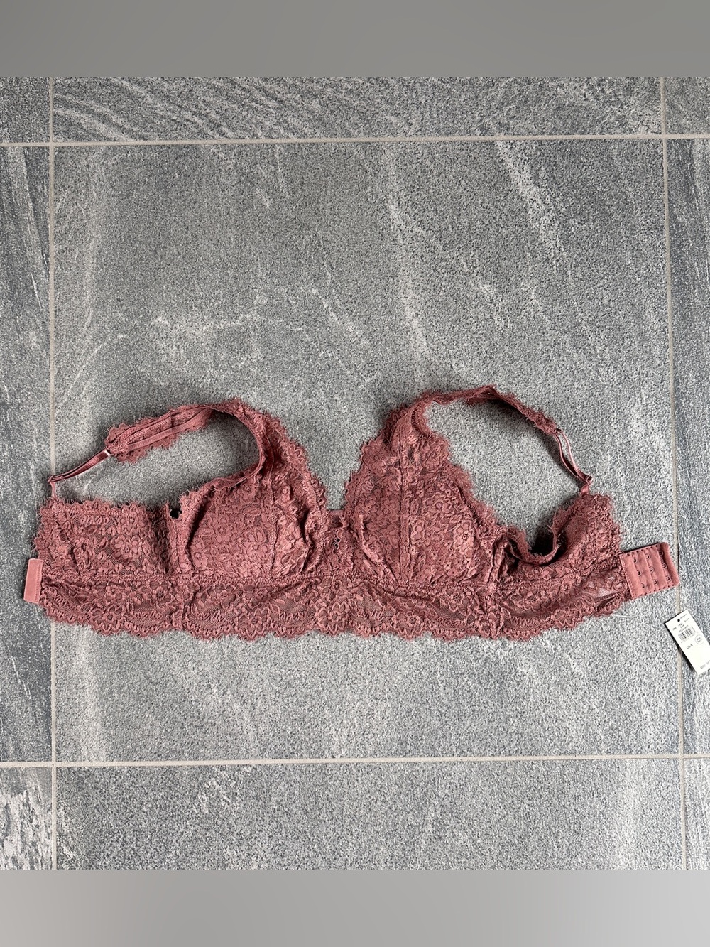 NWT Aerie 32C, 34A, 34B Eyelash Lace Plunge Bralette Racerback Adjustable Straps - Picture 7 of 13